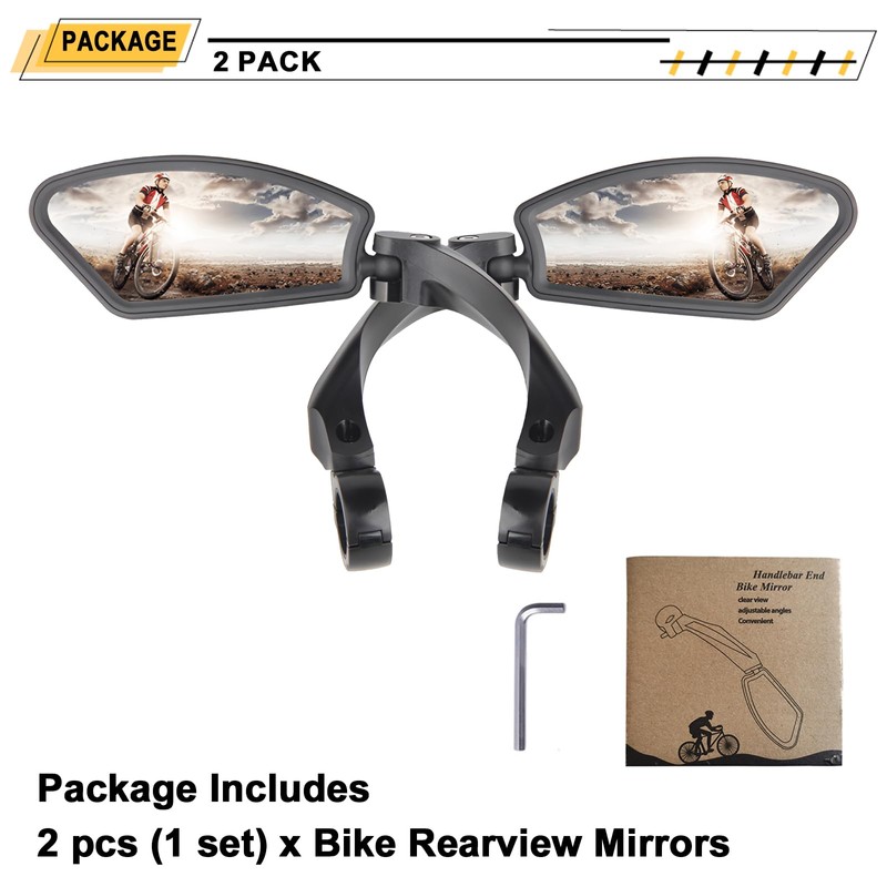 FUDOVA 2 Pack New Handlebar Bike Mirrors, HD,Blast-Resistant, Sturdy Stainless