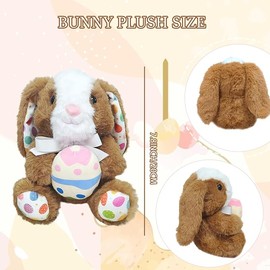 Easter Bunny Rabbit Stuffed Animal Cute Brown Bunny Plush Wtih Easter Eggs Bunny Plush Toy for Baby Boy & Girl Gifts