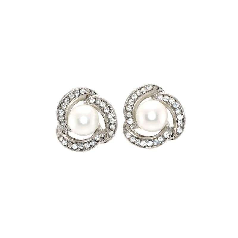 Faux Pearls and Simulated Rhinestones Post-back Earrings