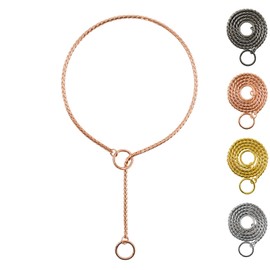 Ximipet Heavy Duty Dog Choke Collar Slip Dog P Chain Snake Collar Plating Anti-Rust Dog Training Collars for Small Large Dogs Black/Gold/Silver/Rose Gold 15.5in-29.5in (17.5in, Rose Gold)