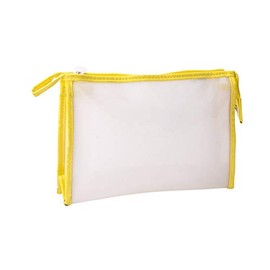Emartbuy Travel Cosmetic Essentials Water Resistent Transparent Make Up Bag Toiletry Case Wash Organiser Storage Pouch Kit - Clear Transparent with Yellow Trim