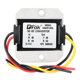 DROK 5V to 12V Step Up Converter, DC 5V-11V to 12V Boost Converter Voltage Regulator Module 3A 36W Volt Transformer Power Supply for Car Stereo Radio