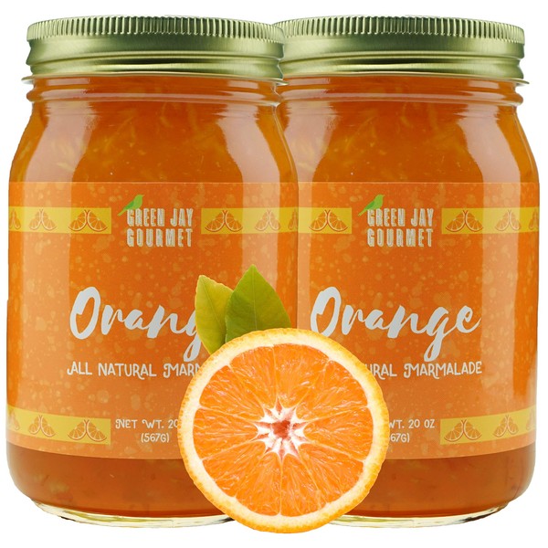 Green Jay Gourmet Orange Marmalade – All-Natural Orange Jam – Vegan, Gluten- free Marmalade - Contains No Preservatives or Corn Syrup – Made in USA Orange Jelly – 2 x 20 Ounces
