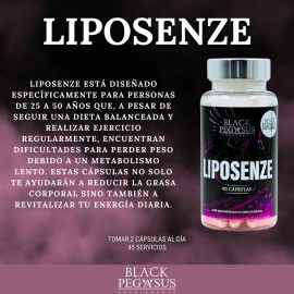 Suplemento Liposenze Black Pegasus Con Lipoenzimas Y Activos 100% Naturales 90 Cápsulas Reductor De Grasa Corporal