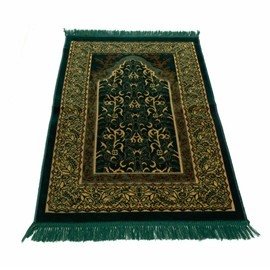 homeart Muslim Prayer Rug, Soft Plush Thin Islamic Prayer Mat, Janamaz, Sajada, Praying Carpet, Islamic Gift for Men & Women, Ramadan Eid Hajj Gift, Jeddah Pattern, Dark Green