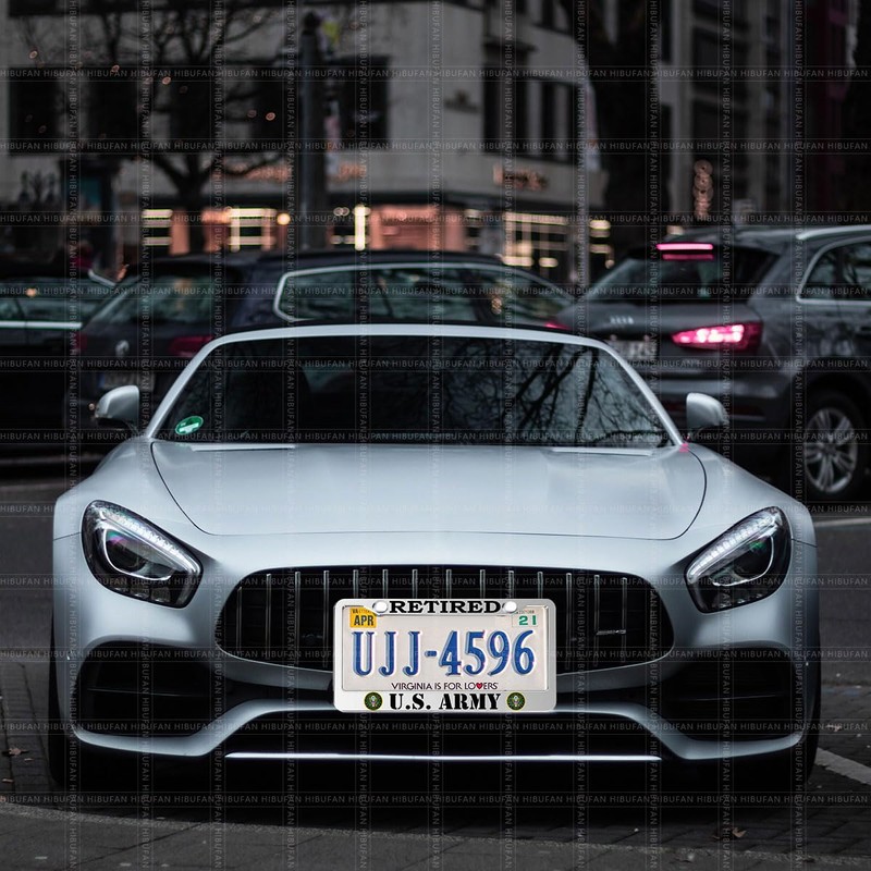 2 Pack Retired License Plate Frames for US Army, Universal