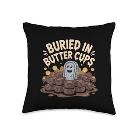 Buried in Butter Cups Candy Humor Dark Sweet And Nutty Throw Pillow