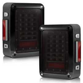 MAYELLO LED Tail Lights Compatible with Jeep Wrangler JK JKU 2007-2018 Smoked Lens w/Brake Light Running Light Reverse Lights 2 PCS
