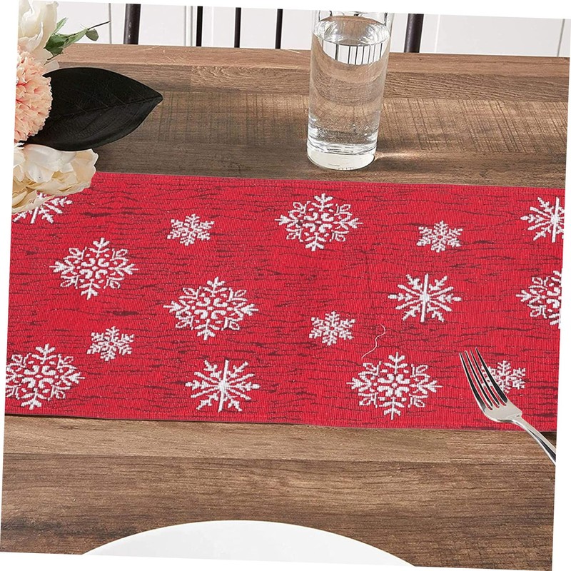 WOONEKY 1pc Christmas Table Cover Snowman Pattern Decorative Tablecloth Xmas