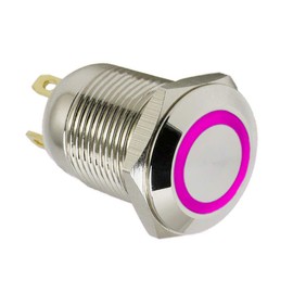 ESUPPORT 12mm Purple LED Light 2A Momentary Push Button Switch Stainless Waterproof Car Boat