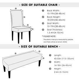 FORCHEER Dining Room Chair Covers Set of 4 with 1 PC Bench Cover Stretch Washable Printed Chair Slipcover for Parsons Removable Chair Protector（Printed Color 22）