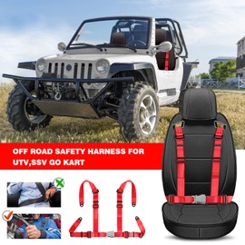 Yakitoko Universal 4 point Safety Harness Set 2" Fits Go Kart,UTV,ATV,Racing Red