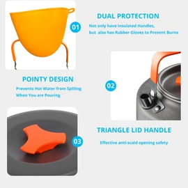 Camping Cooking Set WODSTA camping equipment for 1-3 People Aluminium Camping Cookware 9 PCS Camping Accessories Cooking Include 1.5L Pot, 0.8L Kettle and Pan etc |Easy to Clean||Easy to Pack Away|
