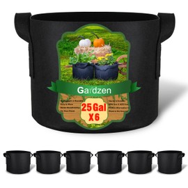 Gardzen 6-Pack 25 Gallon Grow Bags, Aeration Fabric Pots with Handles, Heavy Duty Cloth Pots for Plants