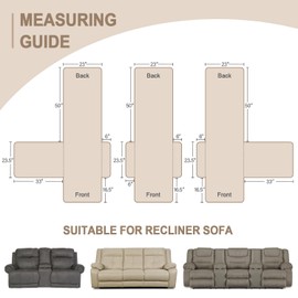 BOCTOPUG Velvet Recliner Chair Slipcover - Waterproof & Resistant Sofa Cover for Dogs & Pets (Beige, 23" Middle)