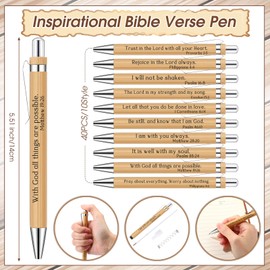 Chiisong 40 Sets Christian Gifts Man of God Bible Verse Keychain Scripture Inspirational Bamboo Pen Religious Card for Dad