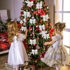 Shining She 10 Packs Glitter White Christmas Bows Decorations, Small