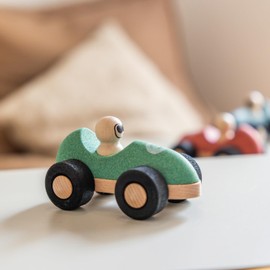Korko E-Formula Cork Toy Car in Red, Blue, Green - Environmentally Friendly, Quiet, Durable & Safe for Children (Green)