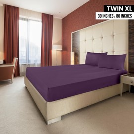 Utopia Bedding Utopia Bedding Twin XL Fitted Sheets - Bulk Pack of 2 Bottom Sheets - Soft Brushed Microfiber - Deep Pockets - Shrinkage & Fade Resistant - Easy Care (Twin XL, Purple)