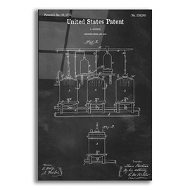 Epic Art 'Brewing Beer and Ale Blueprint Patent Chalkboard,' Acrylic Glass Wall Art, 16"x24"