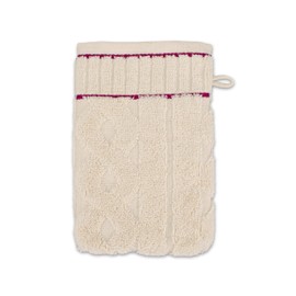 Möve Cosy Knits Braid Allover Wash Mitt 15 x 20 cm 100% Cotton Natural / Berry