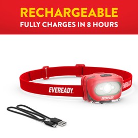 Eveready X200 LED Rechargeable Headlamps (2-Pack), Super Bright IPX4 Water Resistant Head Lights for Running, Camping, Emergency, Outdoors (USB Cable Included)