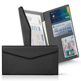 CoBak Leather Car Registration and Insurance Holder with Magnetic Compartment - Vehicle Glove Box Organizer for Driver License, Cards, Emergency Cash - Auto Truck Accessories Case, Lychee Black