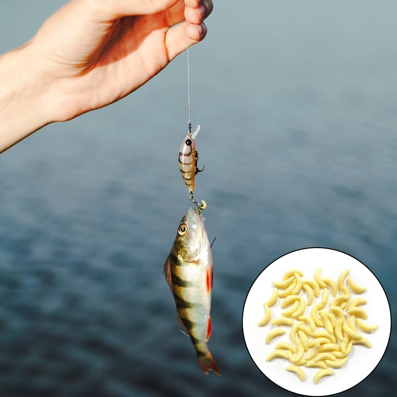 WELANE Mini Soft Worm Lures, 50 PCS Small Realistic Fishing