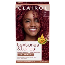 Clairol Textures & Tones Permanent Hair Dye, 6R Ruby Red Hair Color, Pack of 1