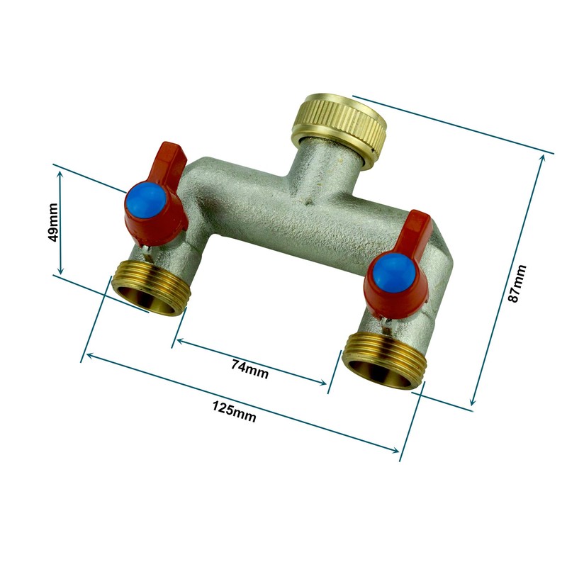 Distributor 2-Way 3/4 Inch for Connecting 2 Appliances Garden Hose
