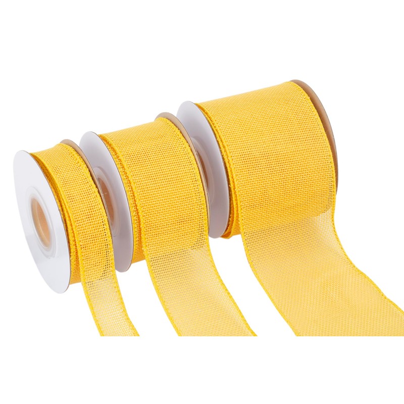 Joycrosso Burlap Wired Edge Ribbon 25mm x 9 Meters, Yellow,