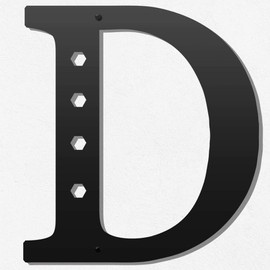 YUNSHANGMO Metal Letters Wall Decor 12 Inch, Hanging Letter Sign Black, Visual 3D Large Alphabet Modern Style Wall Decor for Living Room Bedroom Office Home Wedding Party/Letter D