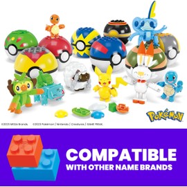 MEGA PokÃ©mon Action Figure Building Toys, Beginner Trainer Team with 191 Pieces, 8 Characters Including Pikachu Charmander Squirtle, for Kids, HTJ75