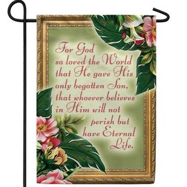America Forever Bible Verse Garden Flag - 12.5 x 18 inch - John 3:16 For God so Loved the World - Christian Quotes Double Sided Religious - Outdoor Yard Decorative Inspirational