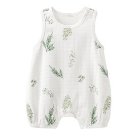gurcooc Baby Boys Girls Romper Sleeveless Bodysuit Floral Summer Jumpsuit Onesie Outfit Set, 3-18 Months, White