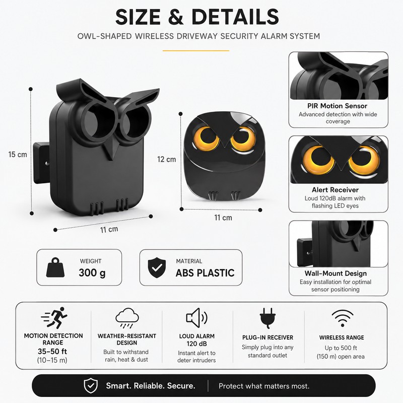 Wireless Driveway Alarm for Home Security – Waterproof Motion Sensor