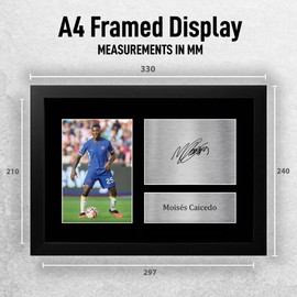 HWC Trading FR A4 Moises Caicedo Chelsea Gifts Printed Signed Autograph Picture for Football Fans and Supporters - A4 Framed
