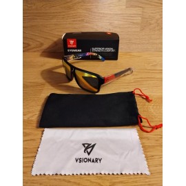 Vsionary New! Vsionary Eye Wear Polarized UV 400 Protective Sunglasses Black & Red w/ Bag