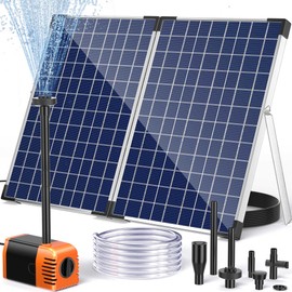 POPOSOAP Solar Fountain Pump Outdoor, 35W Solar Powered Water Pond Pump with 480GPH Adjustable Flow Rate for Garden Pond Fish Waterfall Hydroponics Pool