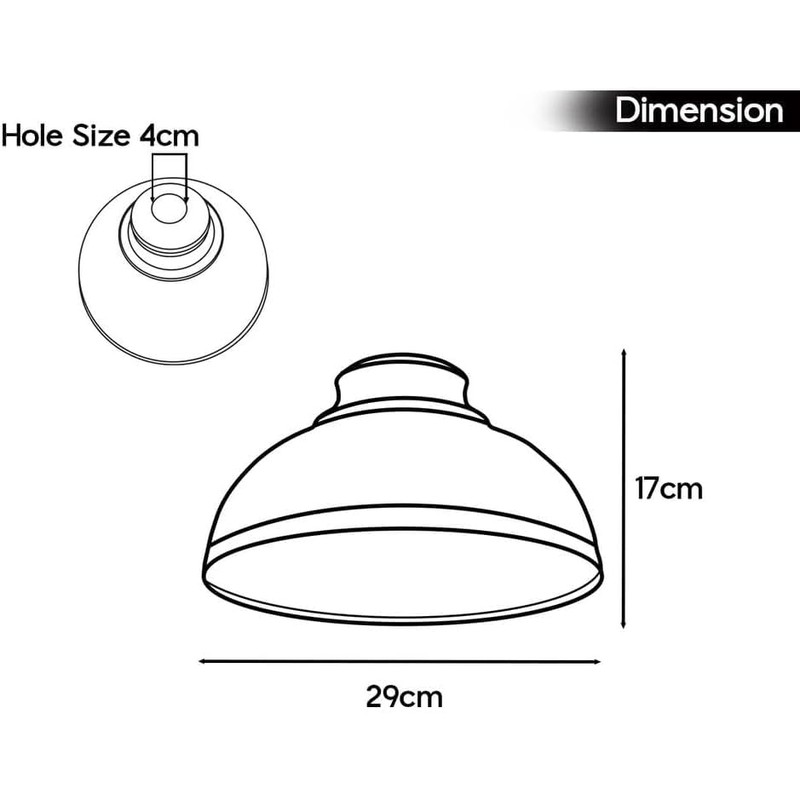 LEDSone Metal Chrome Ceiling Lamp Shade 29cm Easy Fit Light