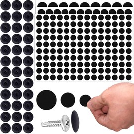 YALOJE 290pcs Self-Adhesive Screw Hole Covers, 0.83/0.59/0.47" Screw Cover Stickers, Dustproof Furniture Hole Caps for Wardrobe, Desk - Black