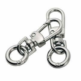 LMAPUR, Set of 2, Hook Key Chain, Metal Detachable Double Ring, Spring Key Ring, Double Ring Included, Multi Key Ring, Hook, Silver
