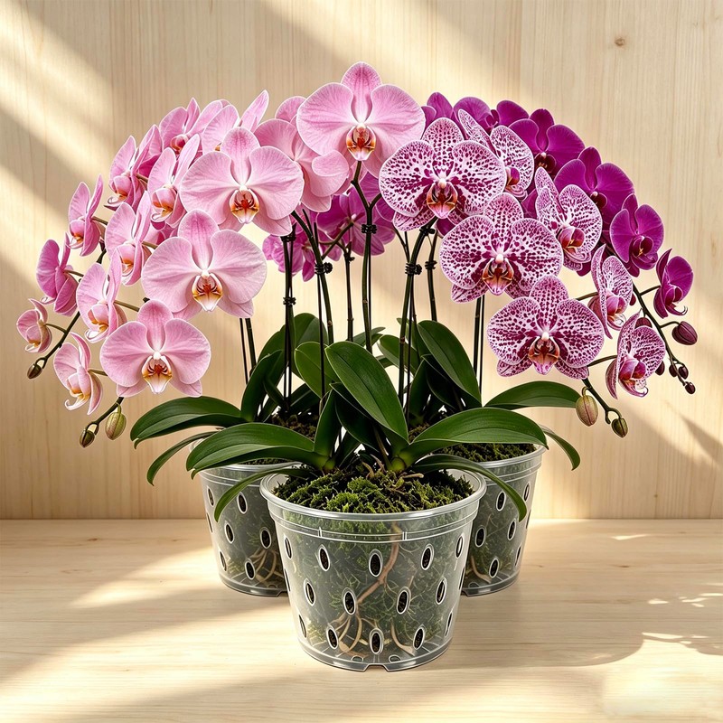 Gyfofix 5 Pack 5.5 Inch Clear Plastic Orchid Pots with