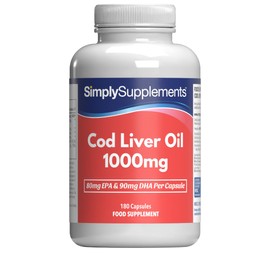 Pure Cod Liver Oil 1000mg | Supports Heart, Brain, Vision & Immunity | Rich in Omega 3 | 240mg EPA and 270mg DHA Per Serving | 180 Capsules | Made in the UK