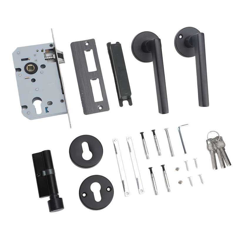 House Door Handle Lock Aluminum Black Antioxidant Coating Shock Resistance