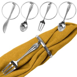 Napkin Holder Serviette Rings Ring Cutlery Ring Table Decoration Cutlery Metal Silver Pack of 4