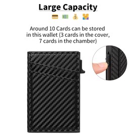 LOUEBICA Mens for Wallet Card Holder， Minimalist Pop Up Wallet for Men -RFID Blocking Mens (Carbon Fiber)