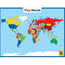 UNCLE WU World Map Laminated Poster -Double Side Educational Poster For Kids/Adults -17 x 23 inch Waterproof Map For Home Classroom