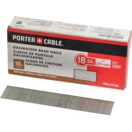 Porter-Cable 5,000 Pack Porter-Cable PBN18100 Steel 18 Gauge 1" Nails for Power Nailers
