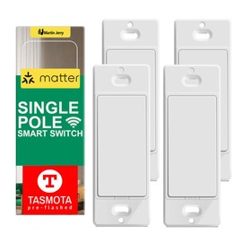 matter smart switch homekit by Martin Jerry, tasmota preflashed on This ESP32 chip wifi smart light switch, support both MQTT and matter, white color, compact design, neutral wire is required, 4-pack